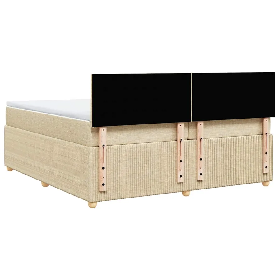 Sommier à lattes de lit avec matelas Crème 200x200 cm Tissu - 6