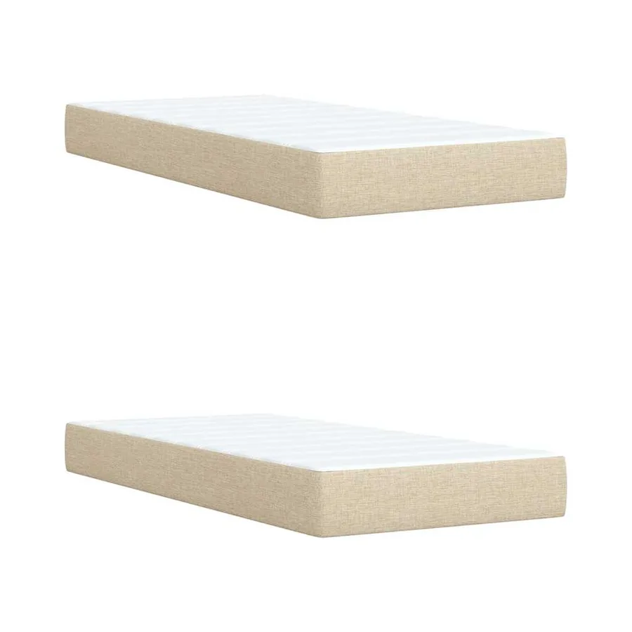 Sommier à lattes de lit avec matelas Crème 200x200 cm Tissu - 9