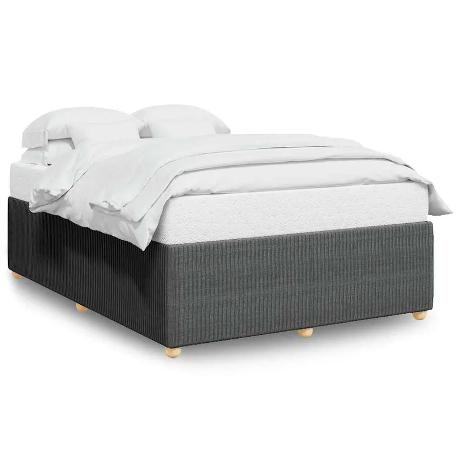 Cadre de lit sans matelas gris foncé 140x190 cm tissu - 2