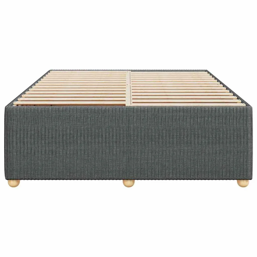 Cadre de lit sans matelas gris foncé 140x190 cm tissu - 4