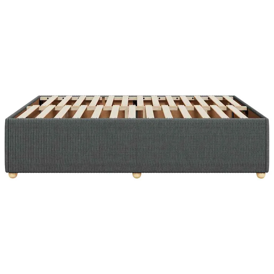 Cadre de lit sans matelas gris foncé 140x190 cm tissu - 5