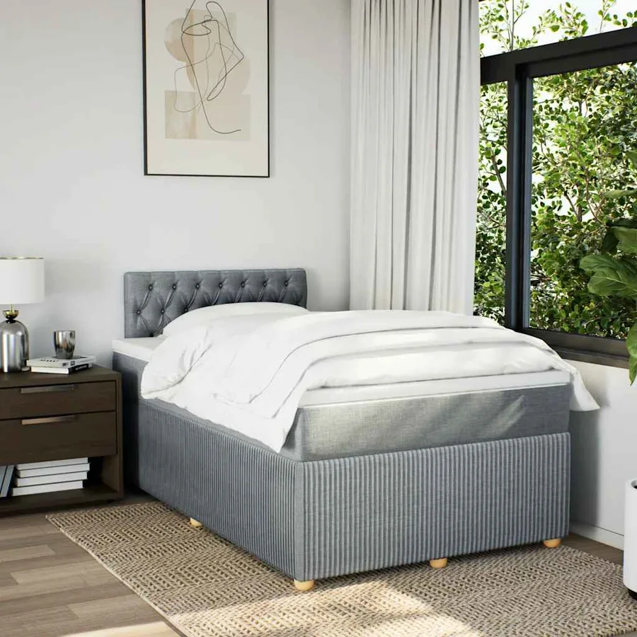 Sommier à lattes de lit avec matelas Gris clair 120x200cm Tissu - 3