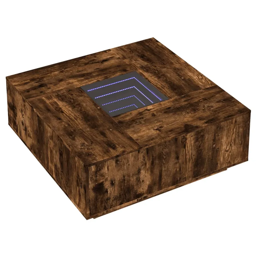 Table basse avec LED infini chêne fumé 100x100x40 cm - 3