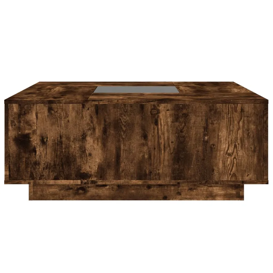 Table basse avec LED infini chêne fumé 100x100x40 cm - 6