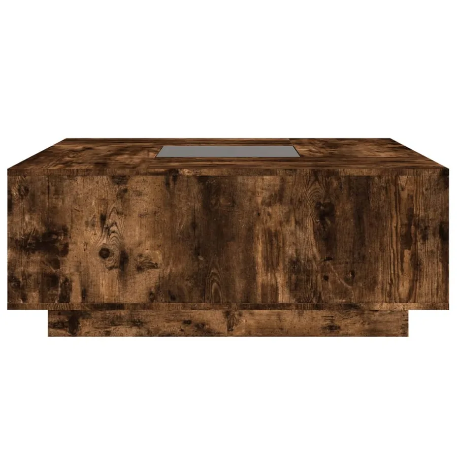 Table basse avec LED infini chêne fumé 100x100x40 cm - 7