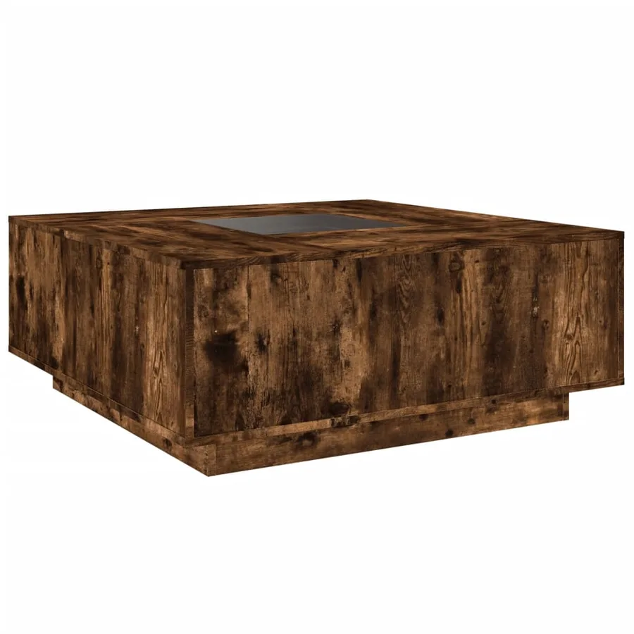 Table basse avec LED infini chêne fumé 100x100x40 cm - 8