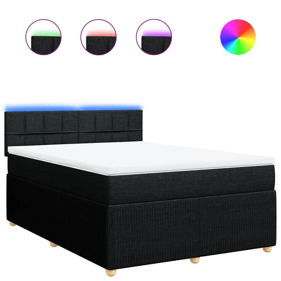 Sommier à lattes de lit avec matelas Noir 160x200 cm Tissu - 2