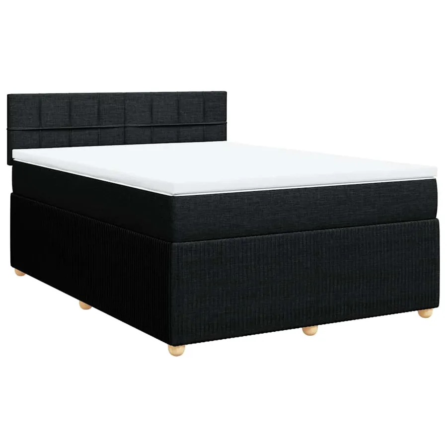 Sommier à lattes de lit avec matelas Noir 160x200 cm Tissu - 2