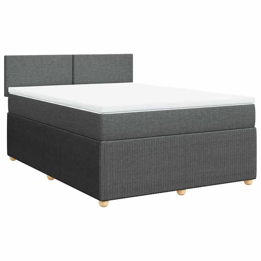 Sommier à lattes de lit avec matelas Gris foncé 140x200cm Tissu - 3