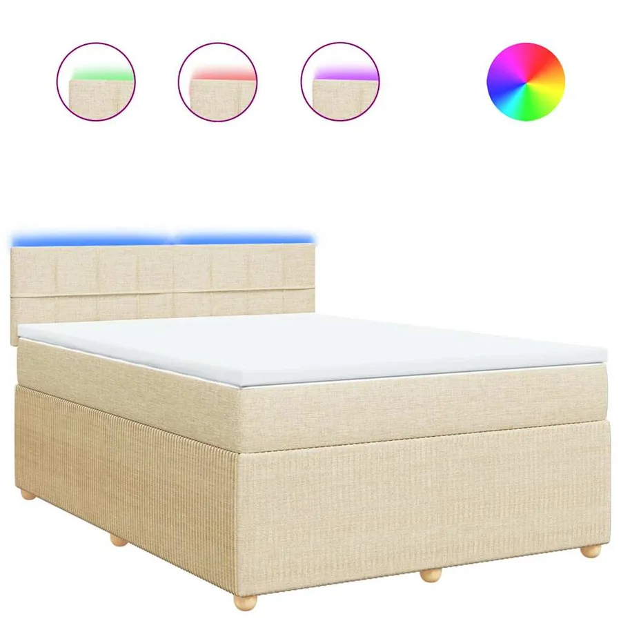 Sommier à lattes de lit avec matelas Crème 140x200 cm Tissu - 2