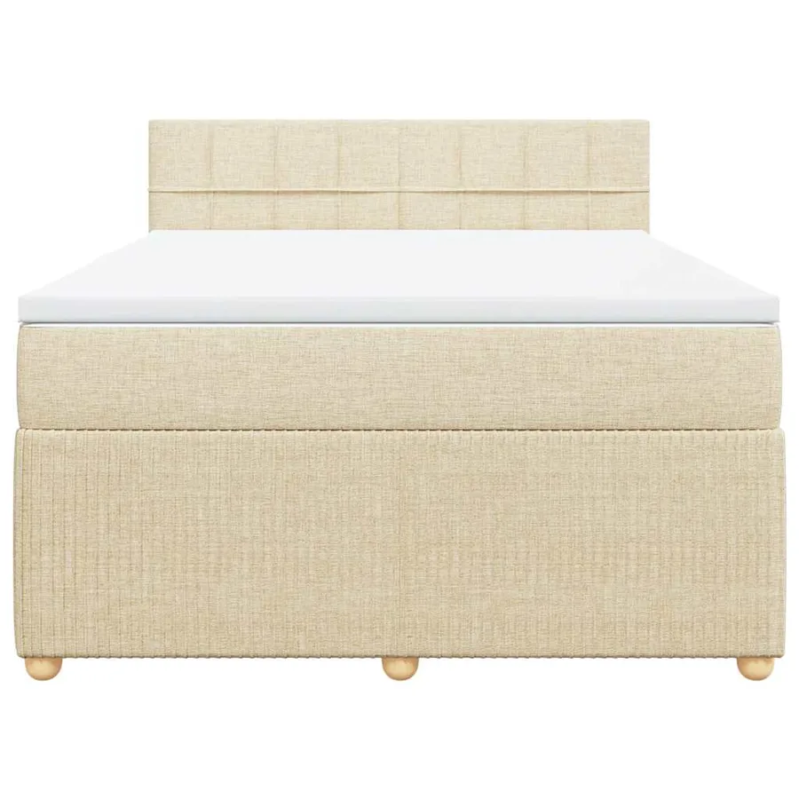 Sommier à lattes de lit avec matelas Crème 140x200 cm Tissu - 6