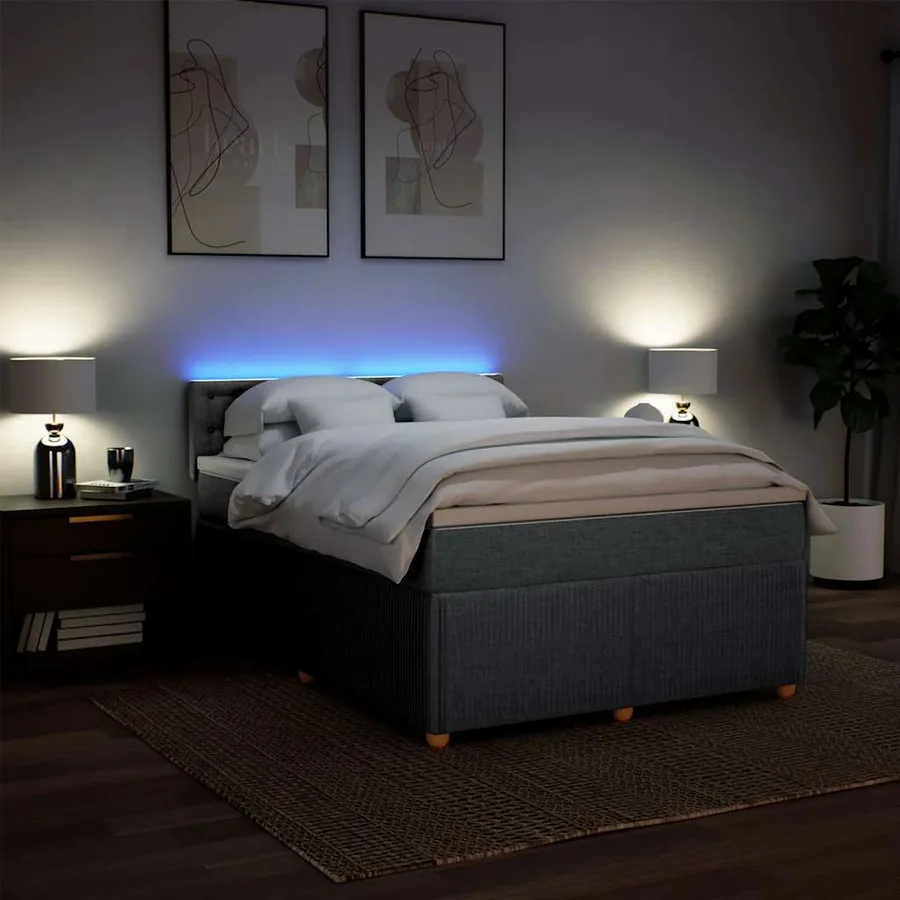 Sommier à lattes de lit avec matelas Gris clair 160x200cm Tissu - 5