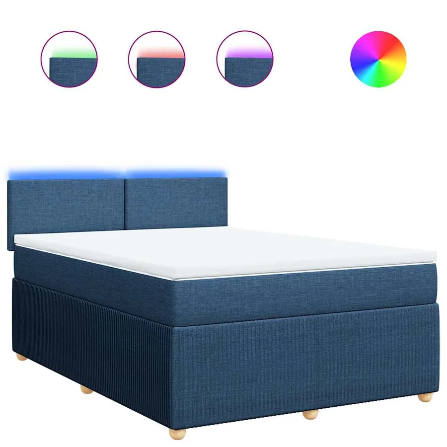 Sommier à lattes de lit avec matelas Bleu 140x200 cm Tissu - 2