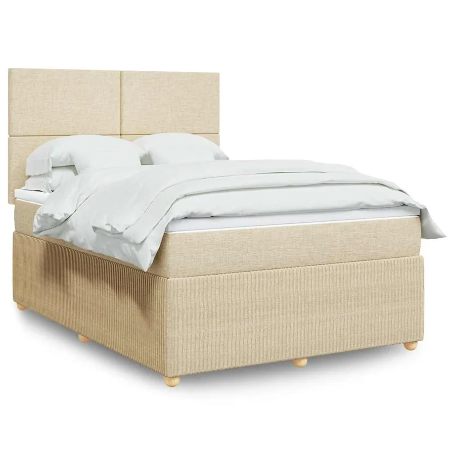 Sommier à lattes de lit avec matelas Crème 140x200 cm Tissu