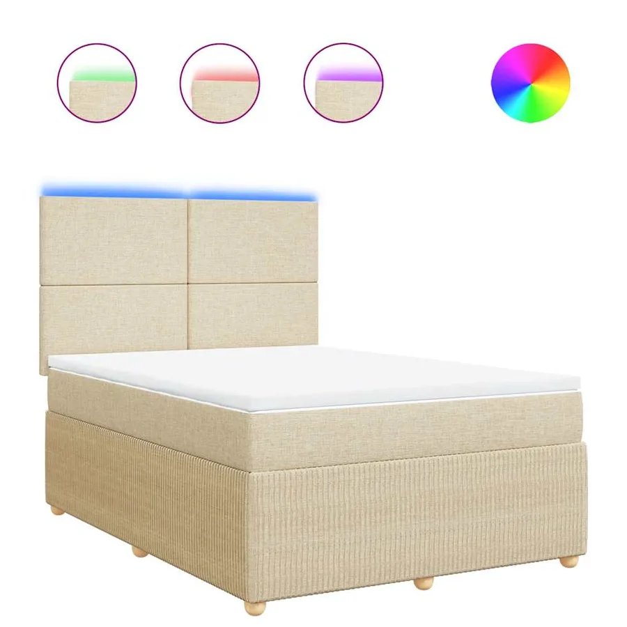 Sommier à lattes de lit avec matelas Crème 140x200 cm Tissu - 2