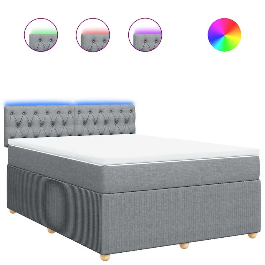 Sommier à lattes de lit avec matelas Gris clair 160x200cm Tissu - 2