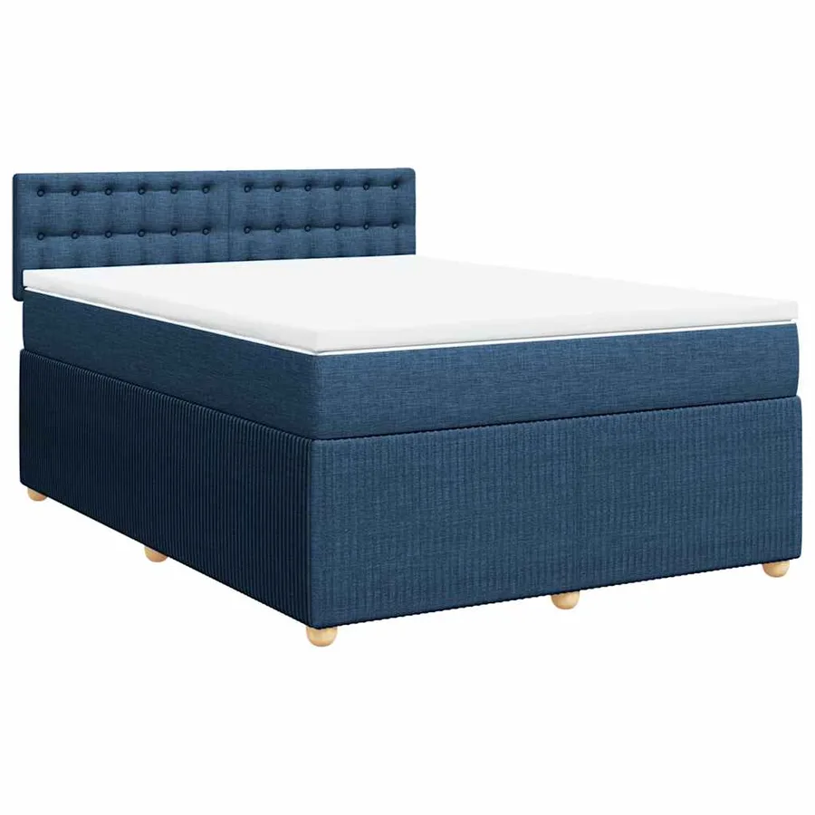 Sommier à lattes de lit avec matelas Bleu 140x200 cm Tissu - 3