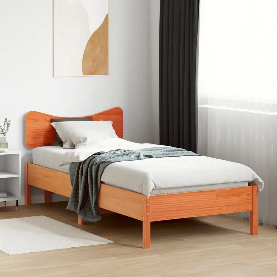 Cadre de lit sans matelas cire marron 75x190 cm bois pin massif - 3