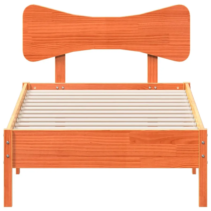 Cadre de lit sans matelas cire marron 75x190 cm bois pin massif - 4