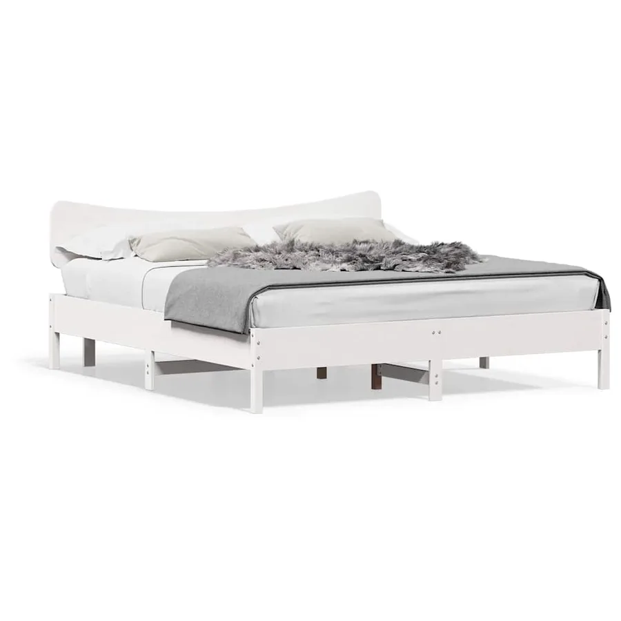 Cadre de lit sans matelas blanc 180x200 cm bois massif de pin - 2
