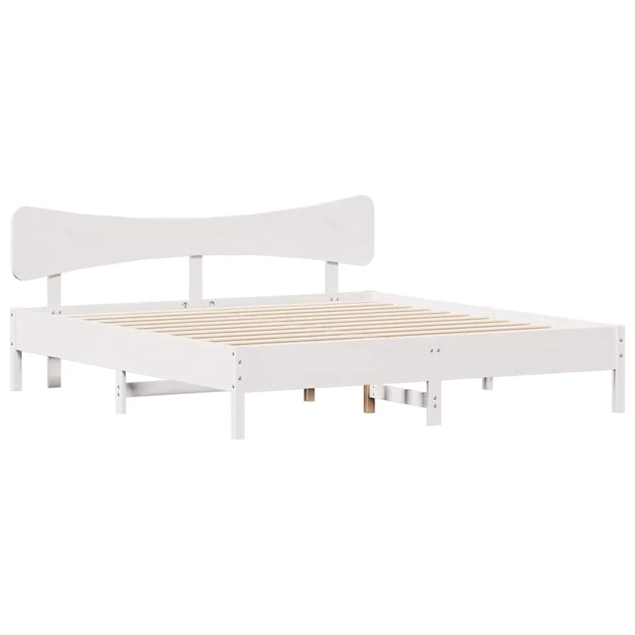Cadre de lit sans matelas blanc 180x200 cm bois massif de pin - 3