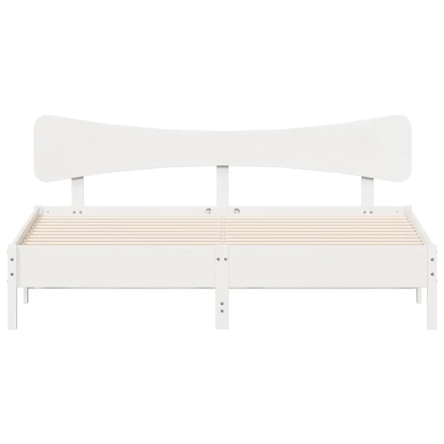 Cadre de lit sans matelas blanc 180x200 cm bois massif de pin - 4