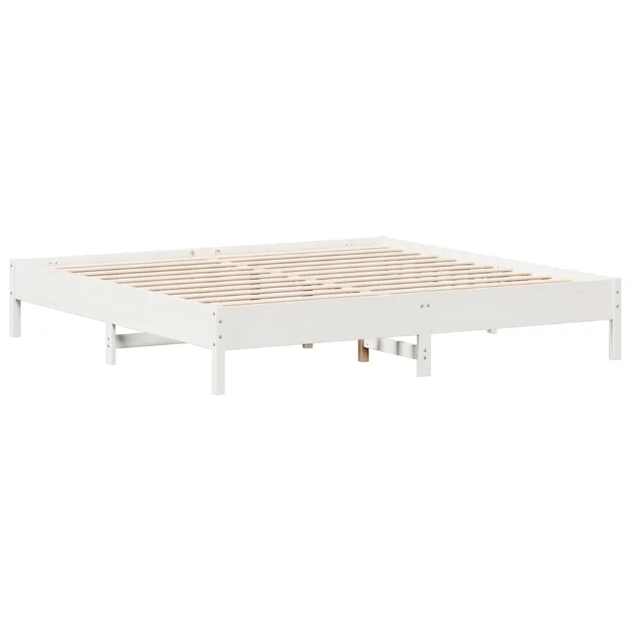 Cadre de lit sans matelas blanc 180x200 cm bois massif de pin - 5