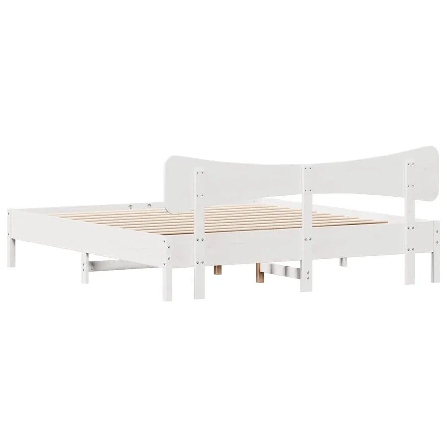 Cadre de lit sans matelas blanc 180x200 cm bois massif de pin - 8