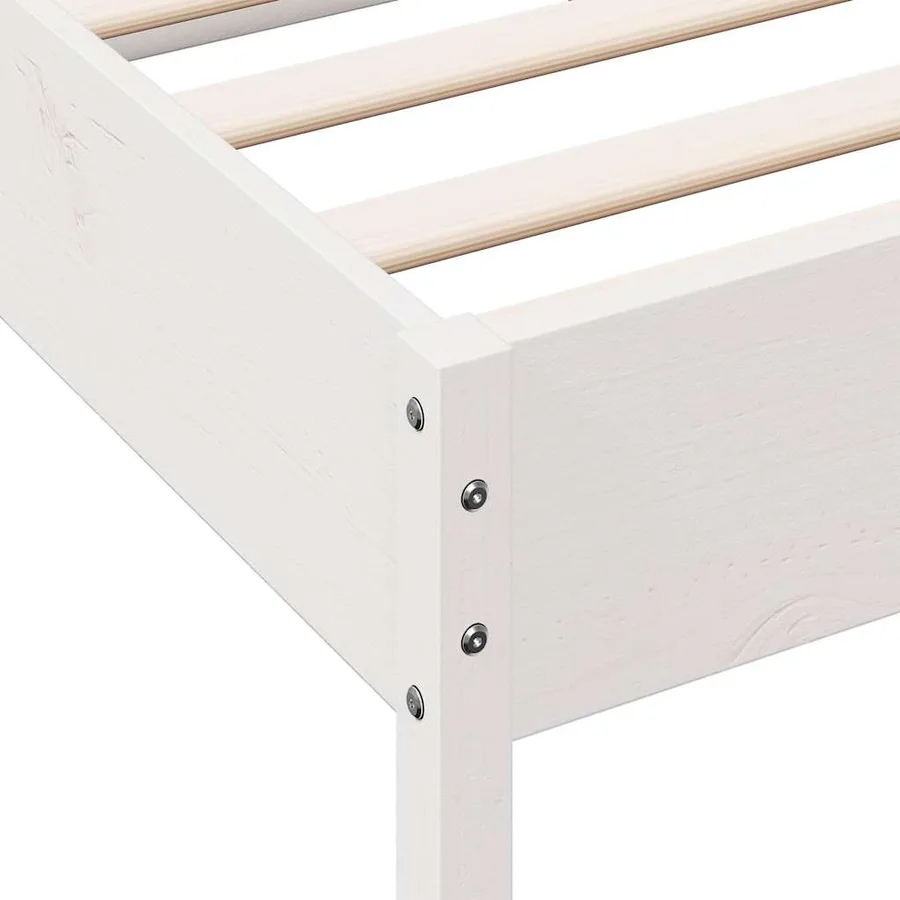 Cadre de lit sans matelas blanc 180x200 cm bois massif de pin - 9