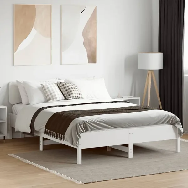Cadre de lit sans matelas blanc 150x200 cm bois de pin massif