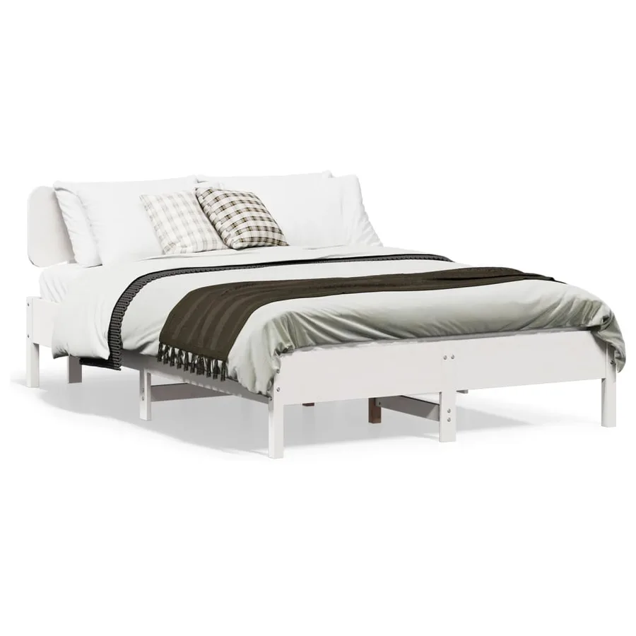Cadre de lit sans matelas blanc 150x200 cm bois de pin massif - 2