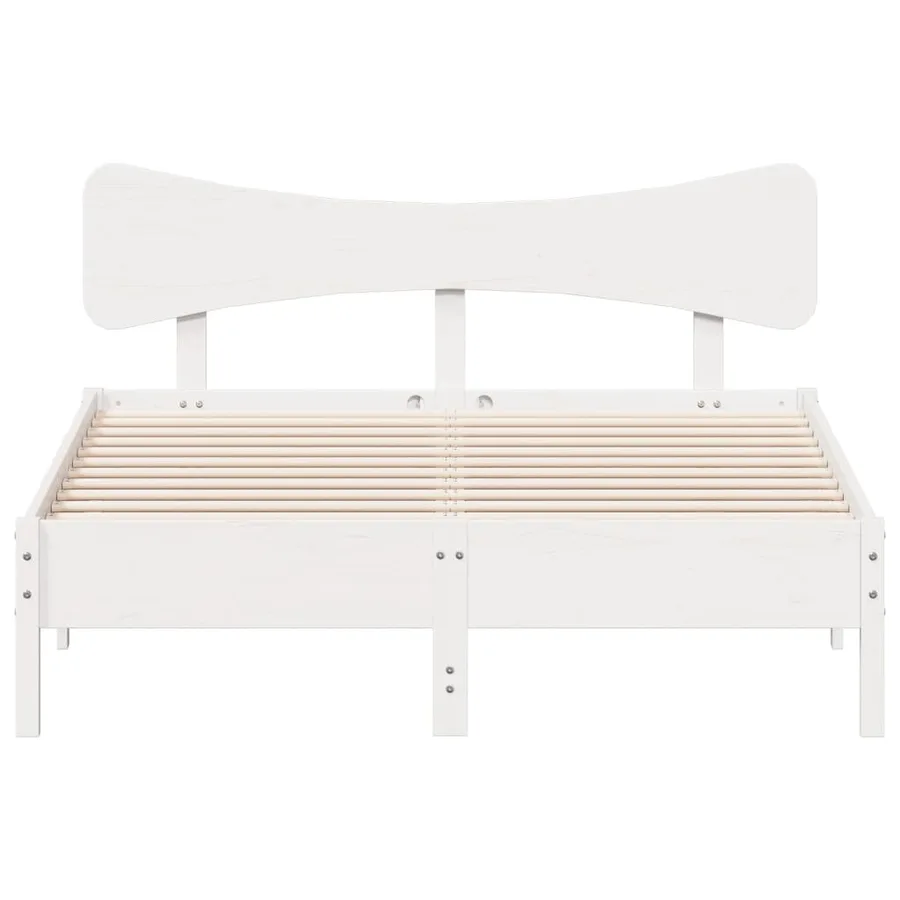 Cadre de lit sans matelas blanc 150x200 cm bois de pin massif - 4