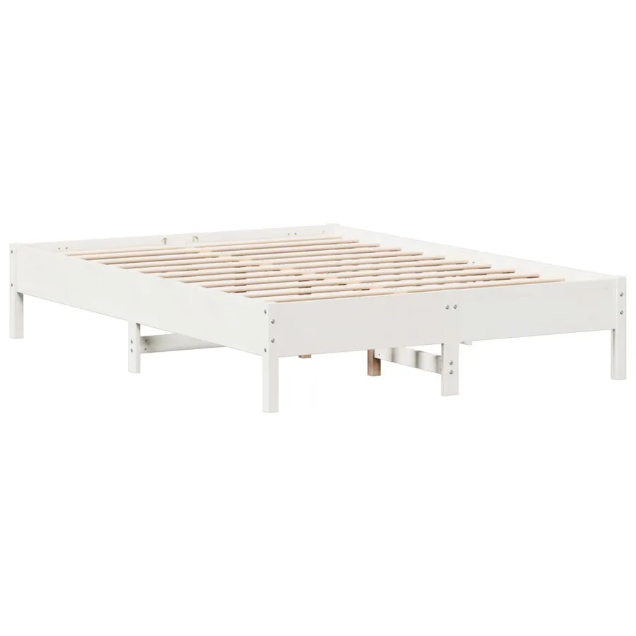 Cadre de lit sans matelas blanc 150x200 cm bois de pin massif - 5