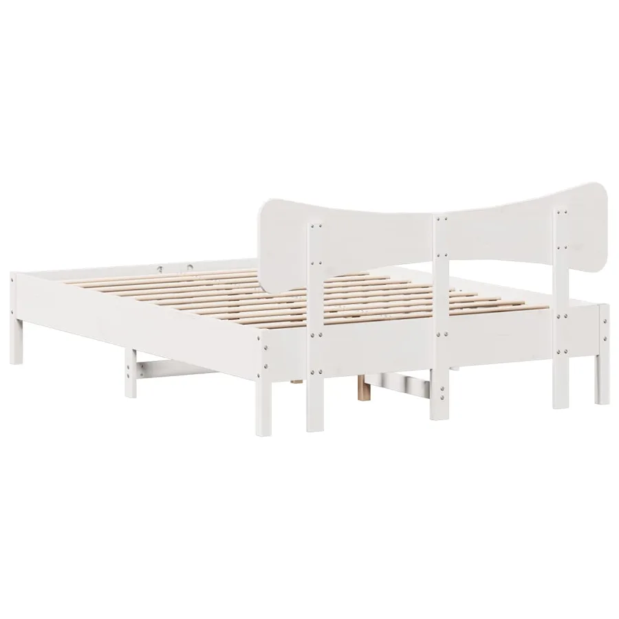 Cadre de lit sans matelas blanc 150x200 cm bois de pin massif - 8