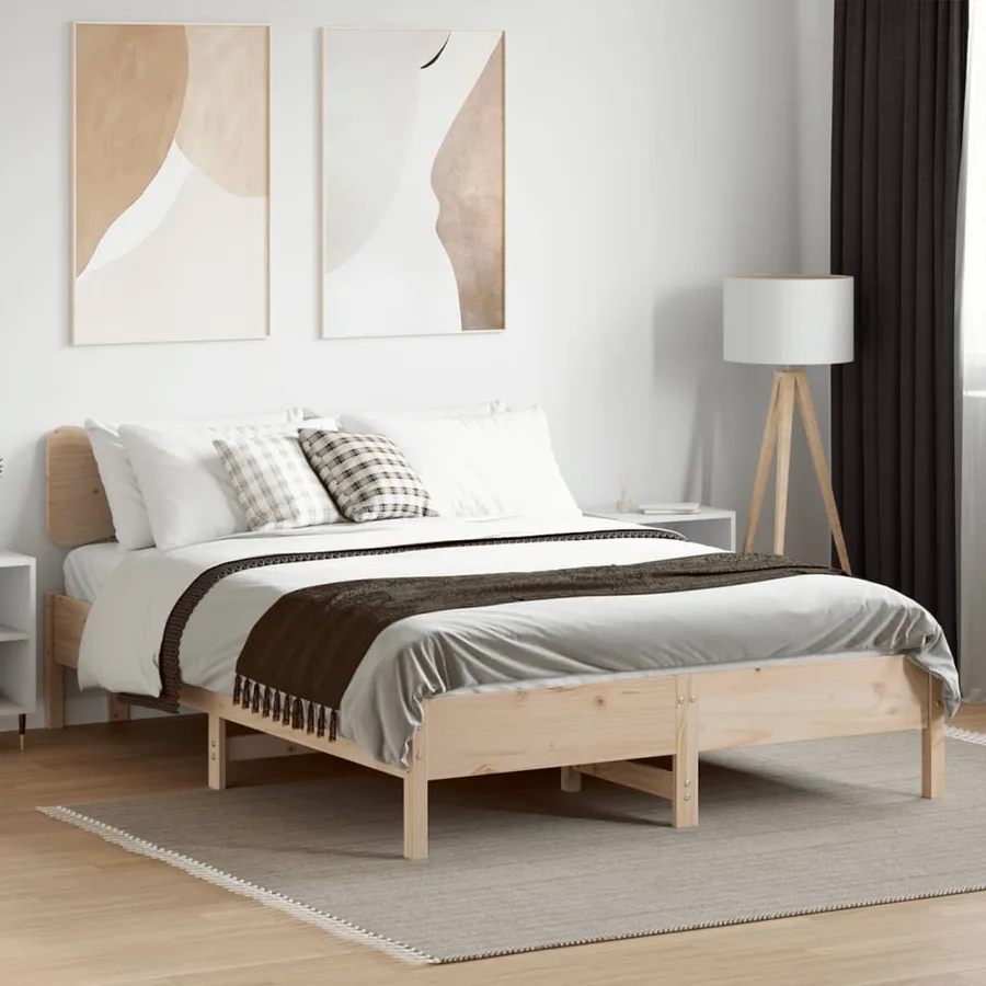 Cadre de lit sans matelas 135x190 cm bois de pin massif - 3