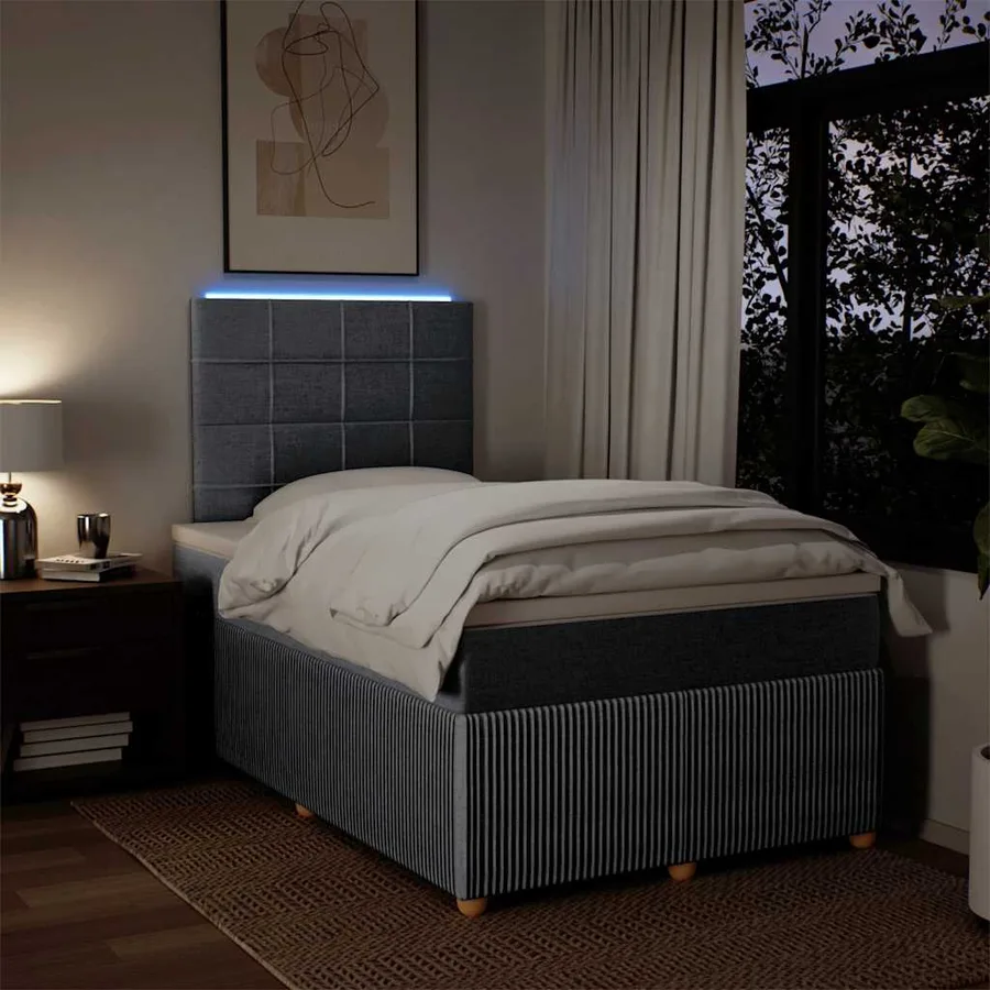 Sommier à lattes de lit avec matelas Gris clair 120x200cm Tissu - 5