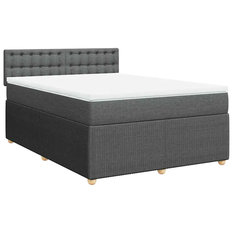 Sommier à lattes de lit avec matelas Gris foncé 140x190cm Tissu - 2