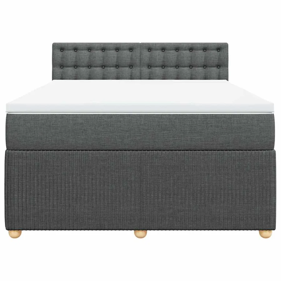 Sommier à lattes de lit avec matelas Gris foncé 140x190cm Tissu - 4