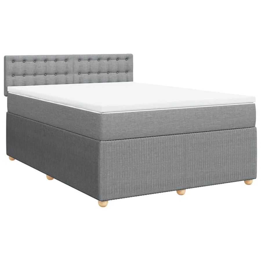 Sommier à lattes de lit avec matelas Gris clair 140x190cm Tissu - 3