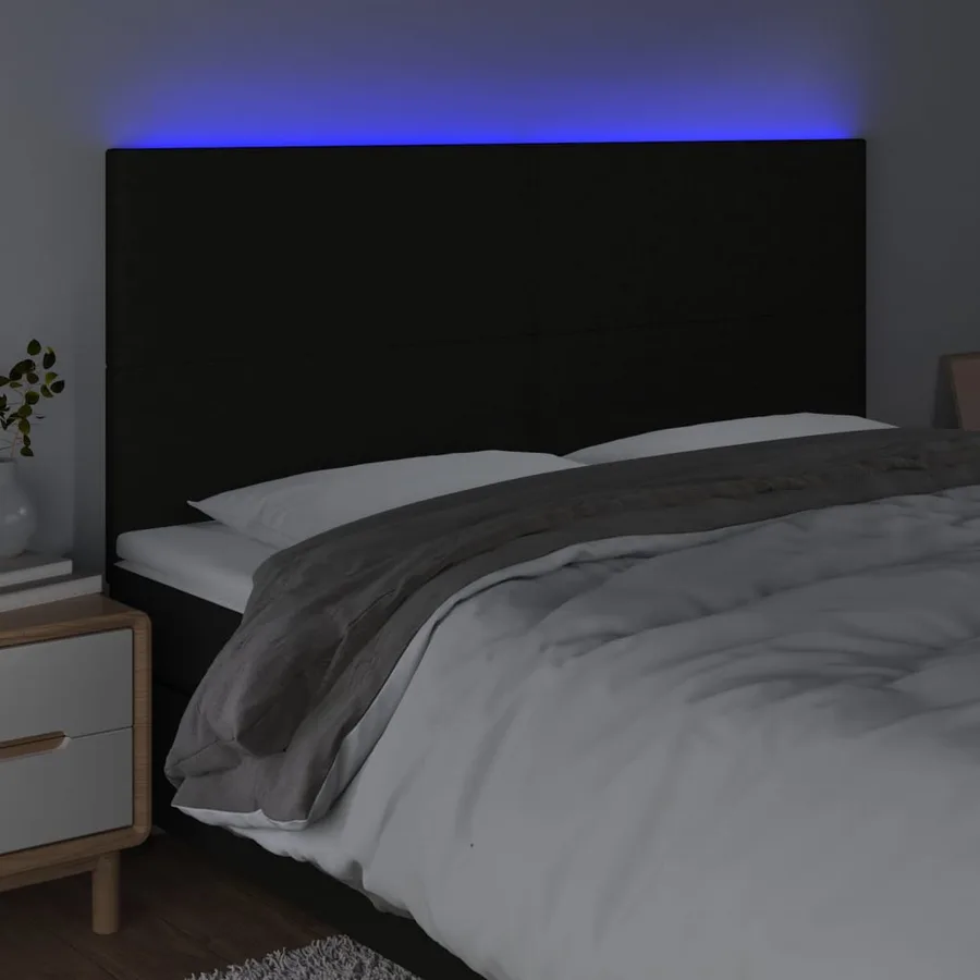 Tête de lit à LED Noir 200x5x118/128 cm Tissu - 3