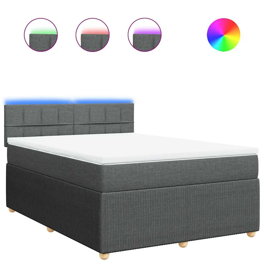 Sommier à lattes de lit avec matelas Gris foncé 140x190cm Tissu - 2