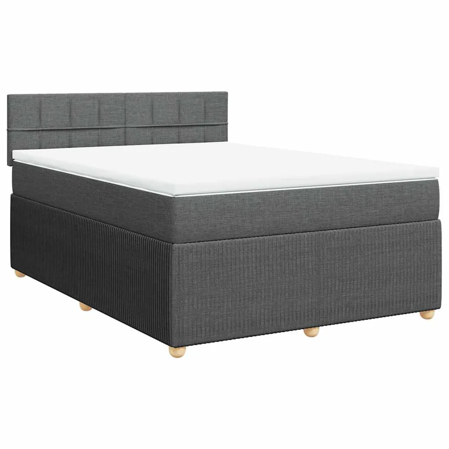 Sommier à lattes de lit avec matelas Gris foncé 140x190cm Tissu - 3