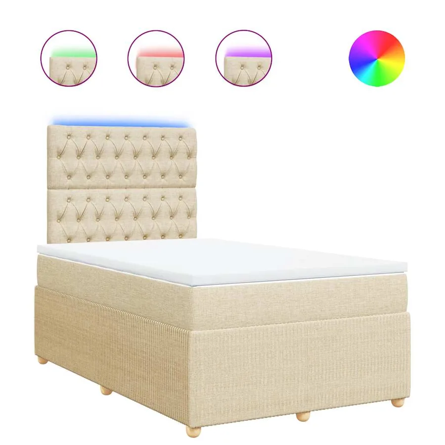 Sommier à lattes de lit avec matelas Crème 120x200 cm Tissu - 2