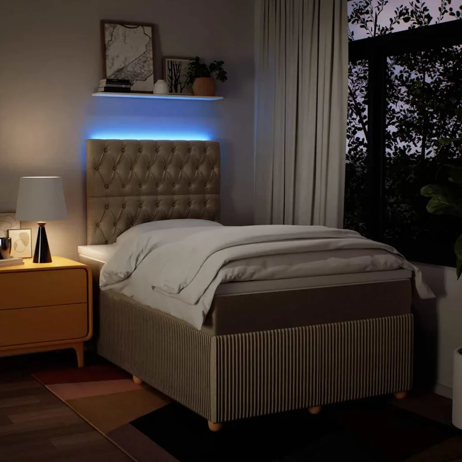 Sommier à lattes de lit avec matelas Crème 120x200 cm Tissu - 4