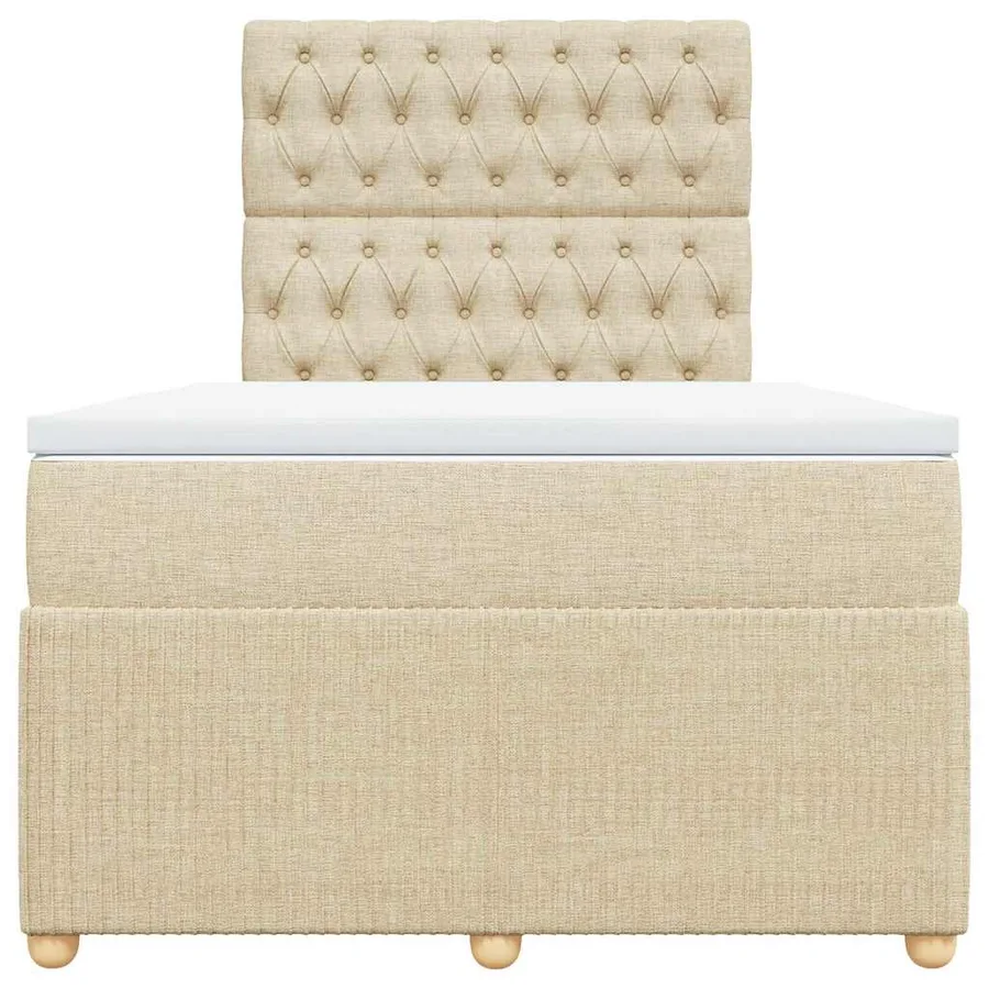 Sommier à lattes de lit avec matelas Crème 120x200 cm Tissu - 6