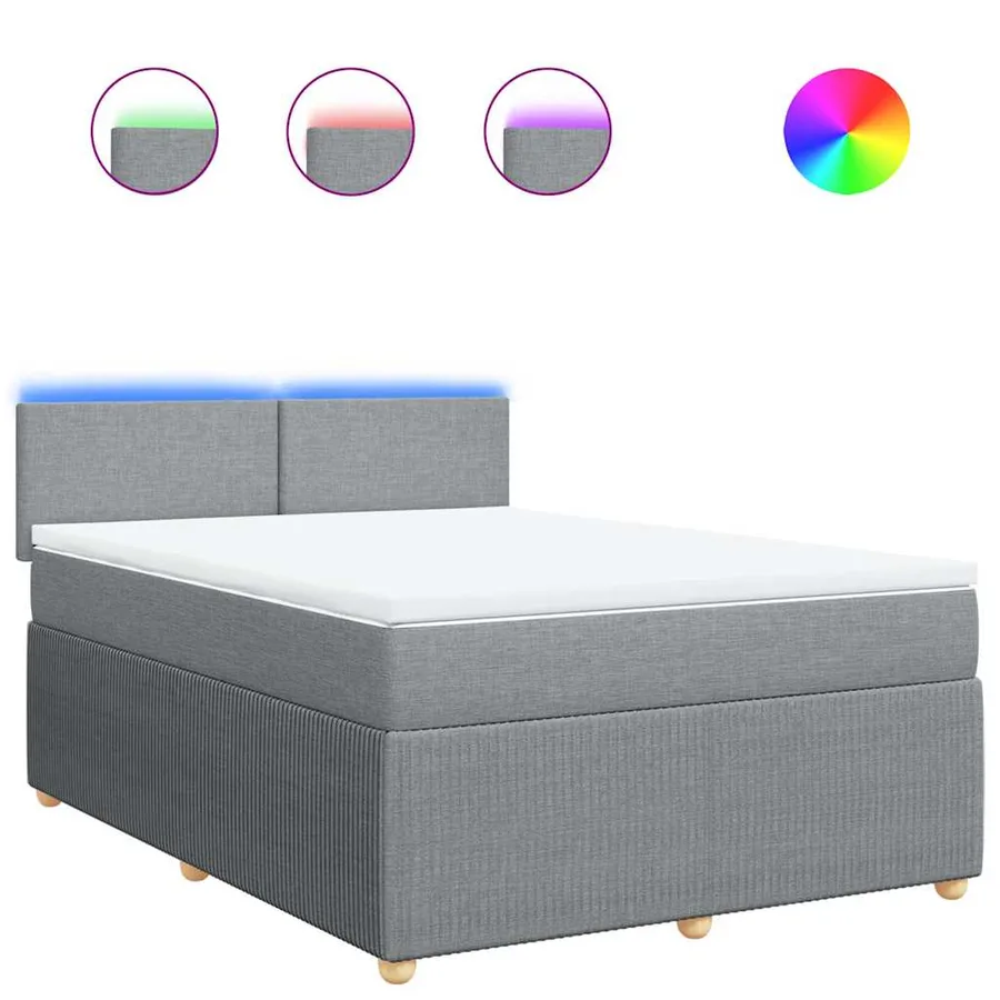 Sommier à lattes de lit avec matelas Gris clair 140x190cm Tissu - 2