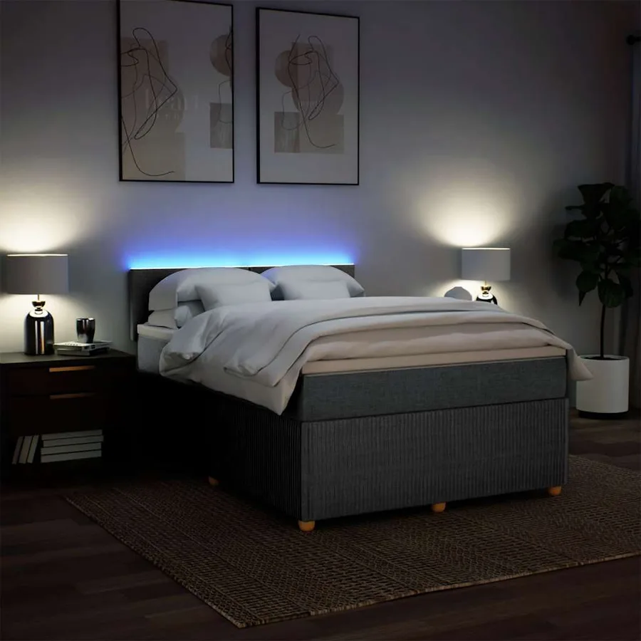 Sommier à lattes de lit avec matelas Gris clair 140x190cm Tissu - 5