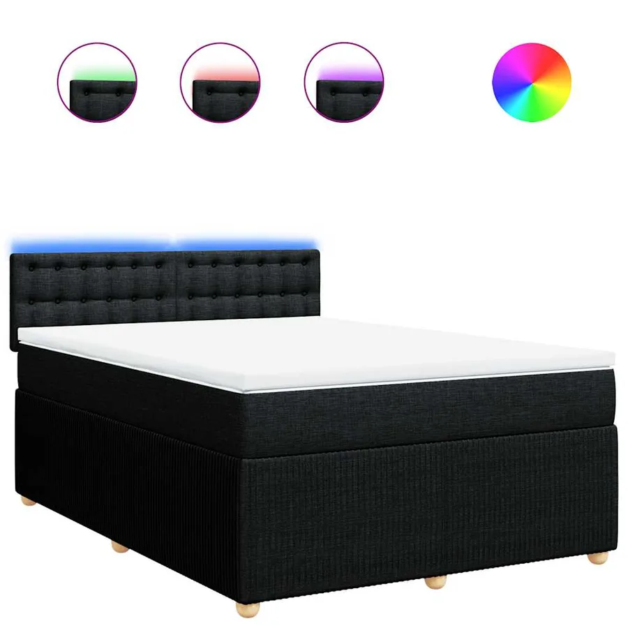 Sommier à lattes de lit avec matelas Noir 140x190 cm Tissu - 2