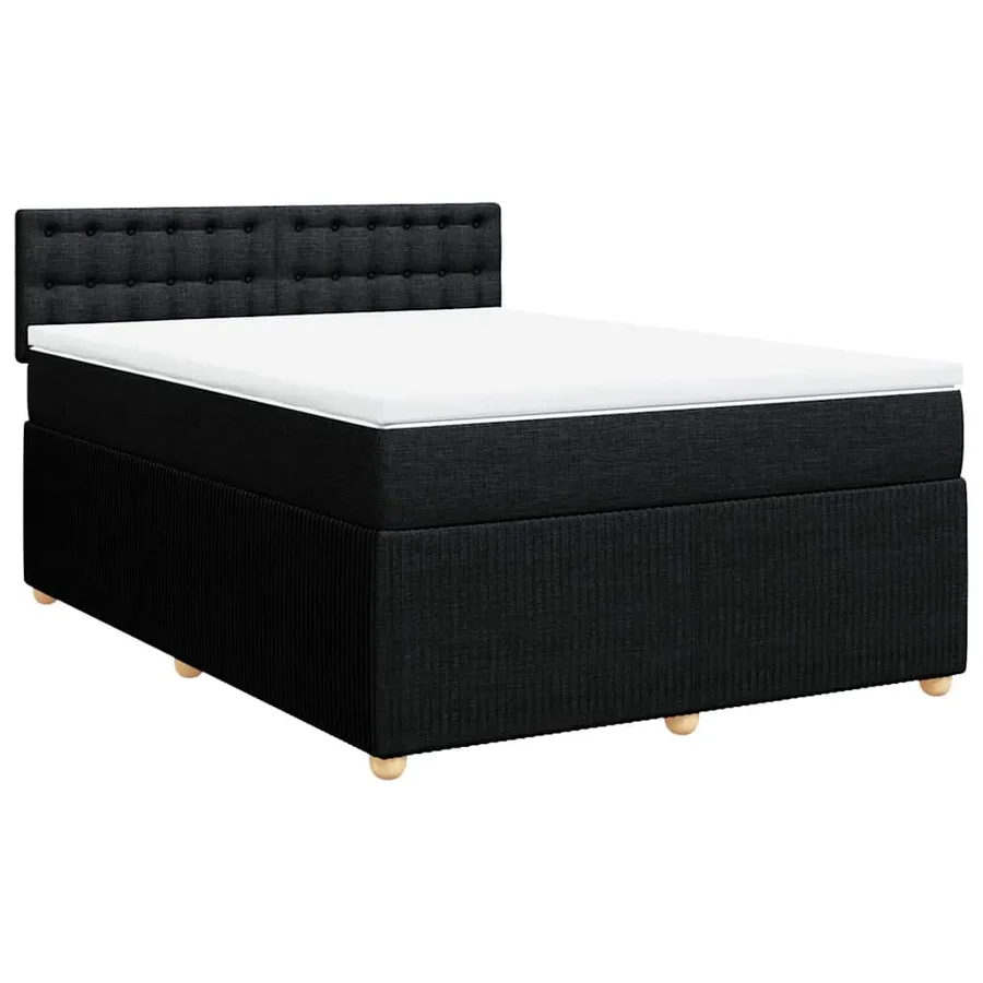 Sommier à lattes de lit avec matelas Noir 140x190 cm Tissu - 3