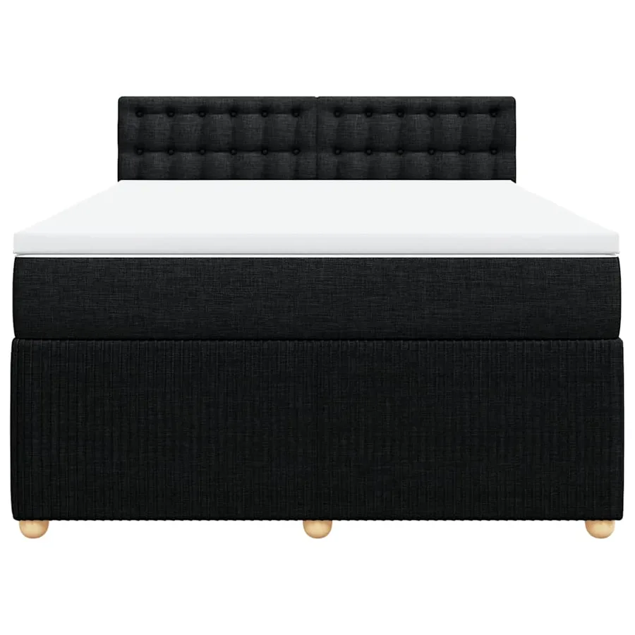 Sommier à lattes de lit avec matelas Noir 140x190 cm Tissu - 6